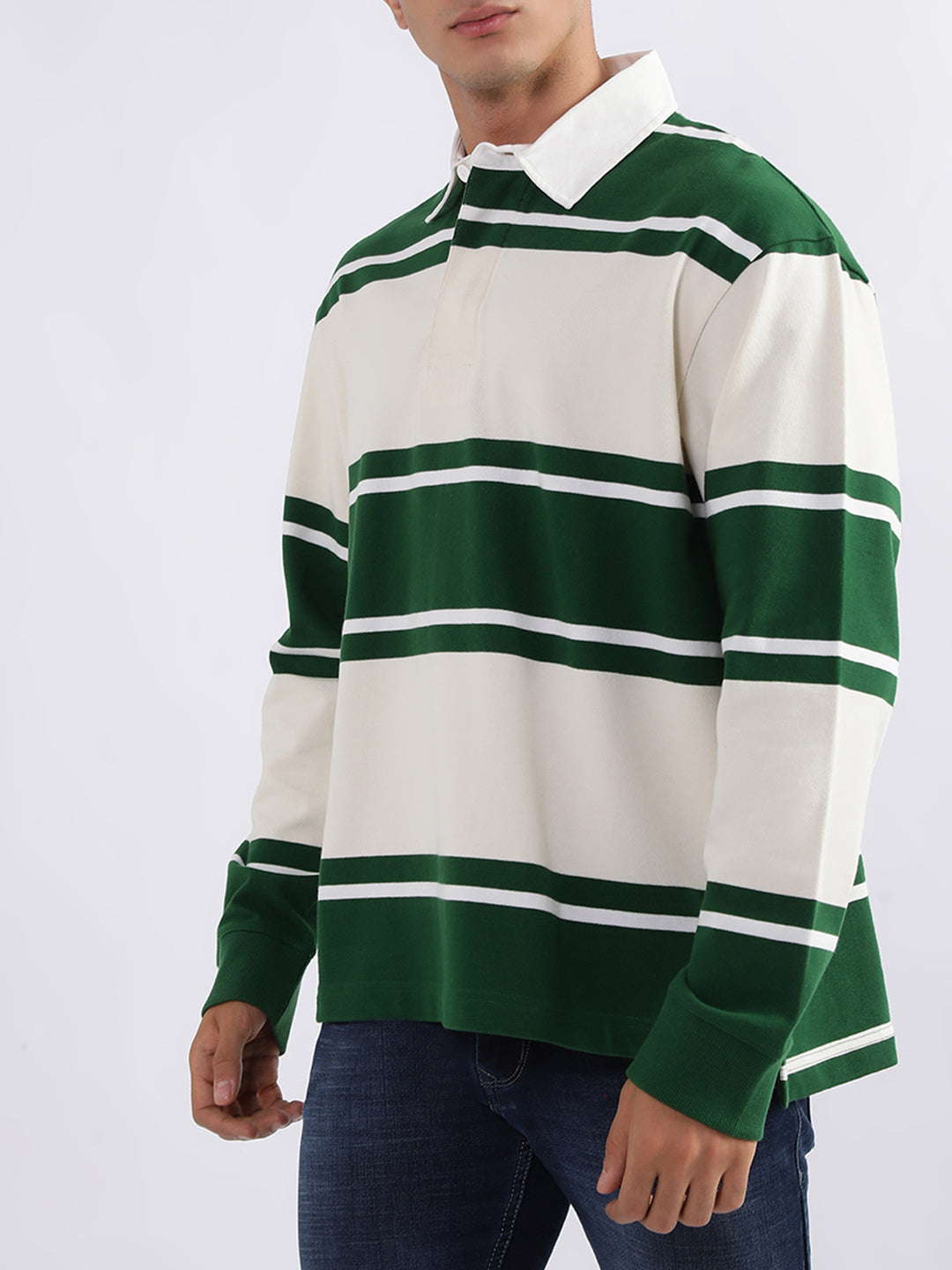 Gant Green Striped Relaxed Fit Polo T-Shirt