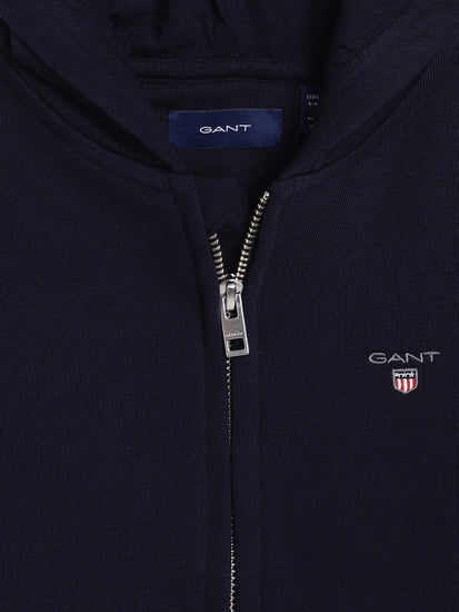 Gant Boys Navy Blue Solid Hooded Sweatshirt