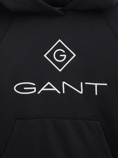 Gant Boys Black Solid Hooded Sweatshirt