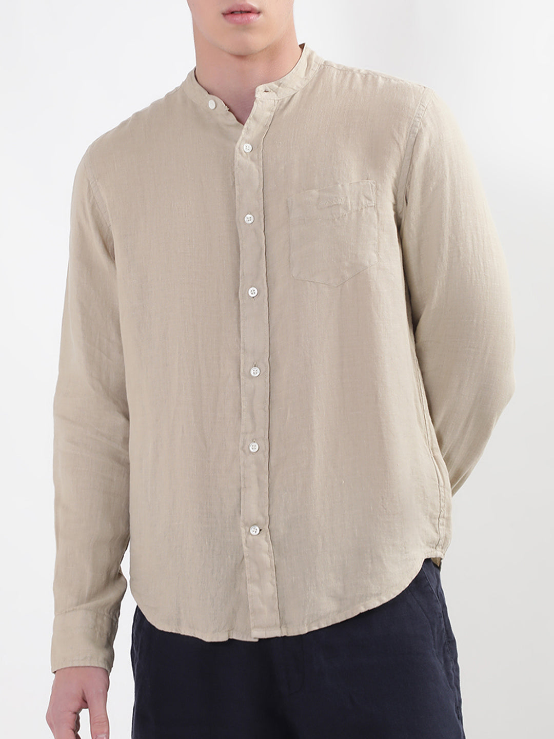 Gant Beige Untucked Garment Dyed Regular Fit Shirt