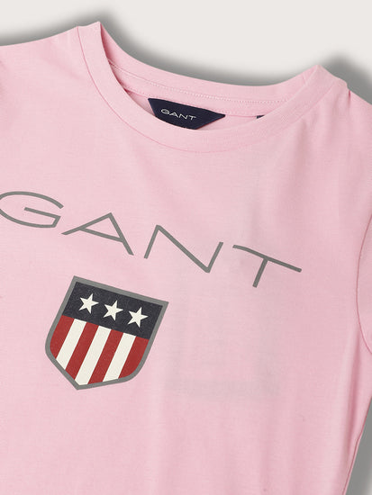 Gant Kids Pink Logo Regular Fit T-Shirt