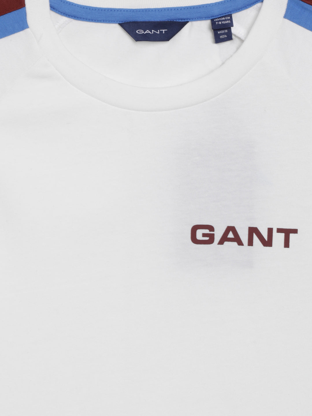 Gant Kids Off White Striped Comfort Fit T-Shirt