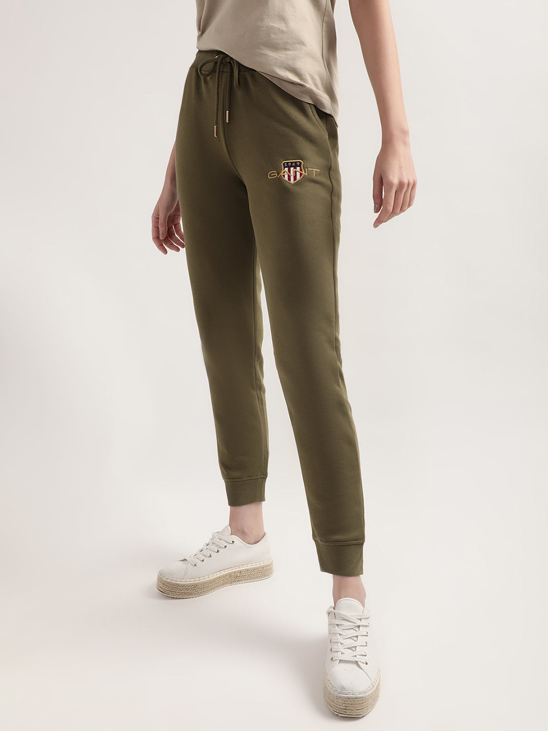 Gant Women Olive Green Regular Fit Joggers