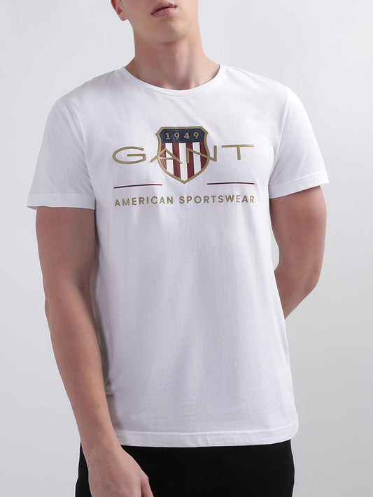 Gant White Archive Shield Logo Regular Fit T-Shirt