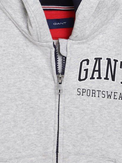 Gant Boys Grey Solid Hooded Sweatshirt