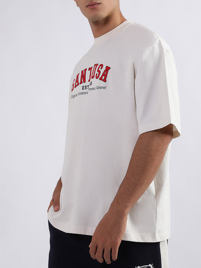 Gant Cream Logo Relaxed Fit T-Shirt