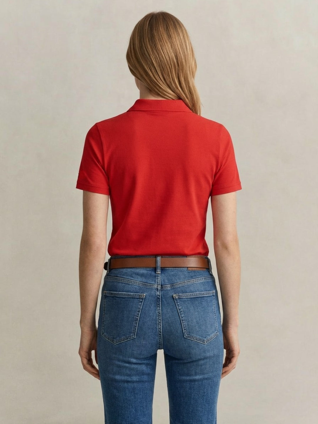 Gant Women Red Solid Slim Fit Polo T-Shirt