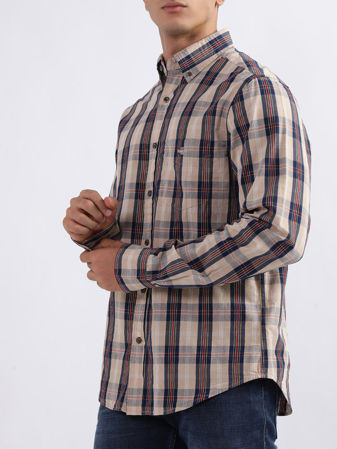 Gant Dark Khaki Checked Regular Fit Shirt