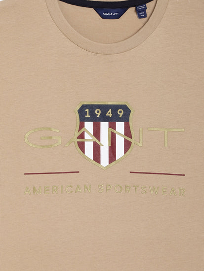 Gant Kids Beige Logo Regular Fit T-Shirt