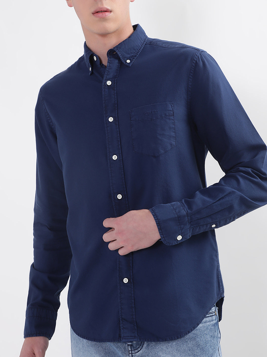Shop Gant Blue Untucked Oxford Sunfaded Regular Fit Shirt GANT India