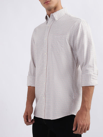 Gant White Checked Regular Fit Shirt