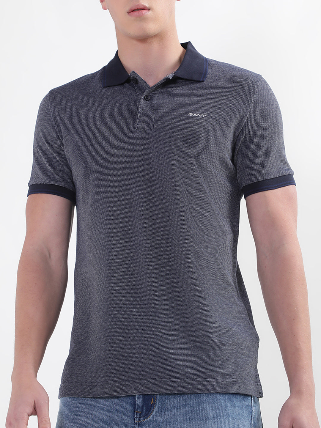 Gant Blue Oxford Regular Fit Pique Polo T-Shirt