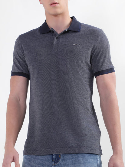 Gant Blue Oxford Regular Fit Pique Polo T-Shirt