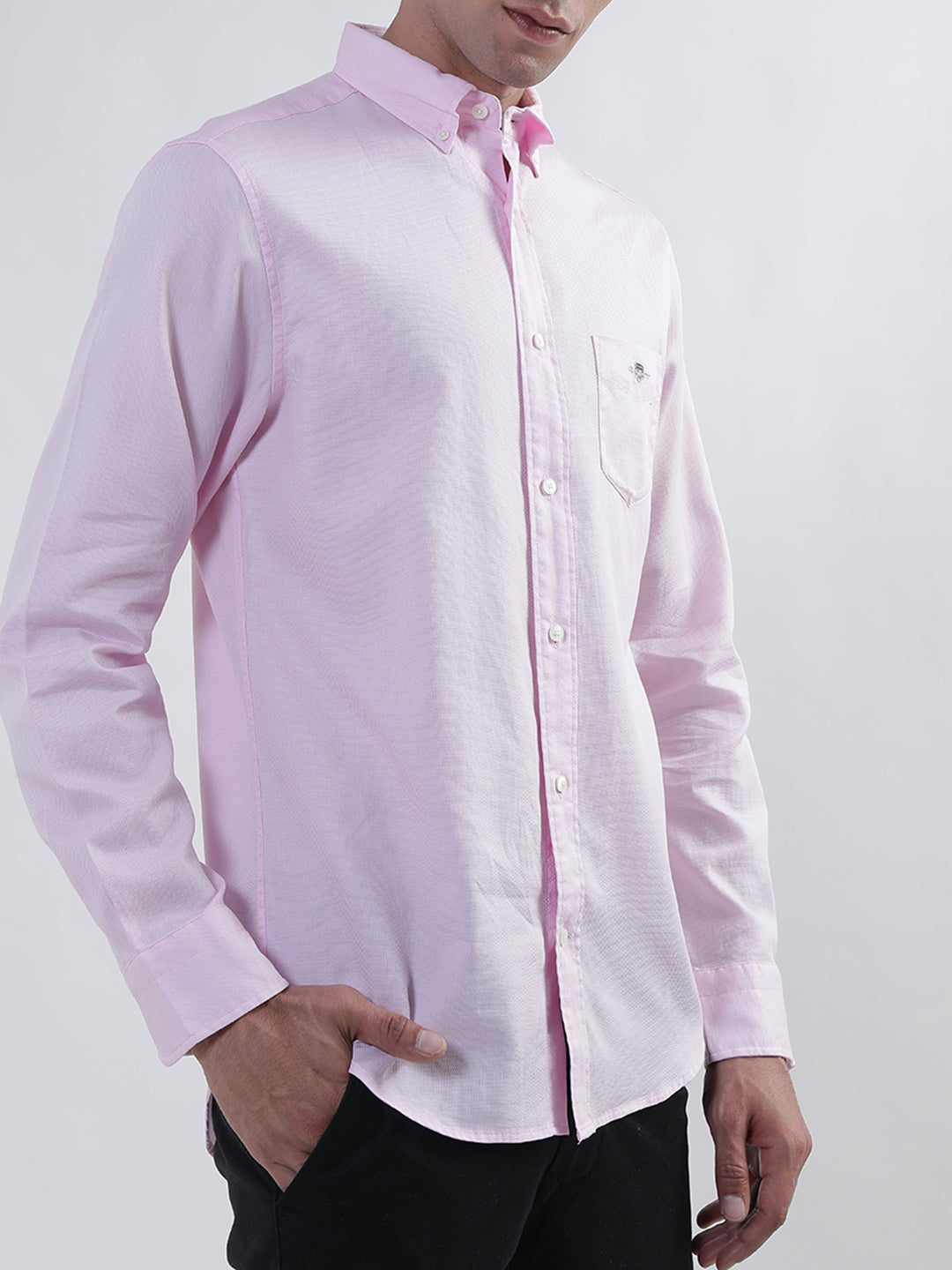 Gant Pink Honeycomb Weave Regular Fit Shirt