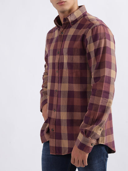 Gant Wine Checked Regular Fit Shirt