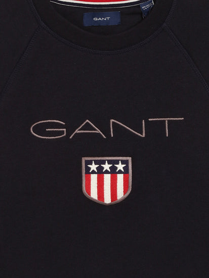 Gant Kids Navy Blue Solid Round Neck Sweatshirt