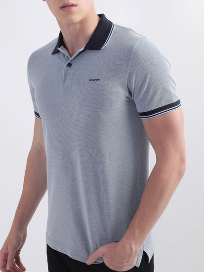 Gant Blue Oxford Regular Fit Pique Polo T-Shirt