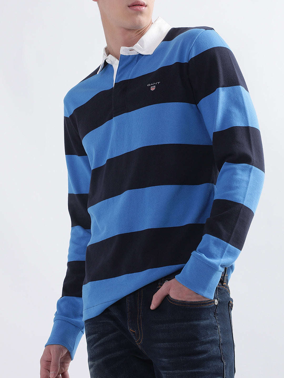 Gant Blue Striped Regular Fit Polo T-Shirt