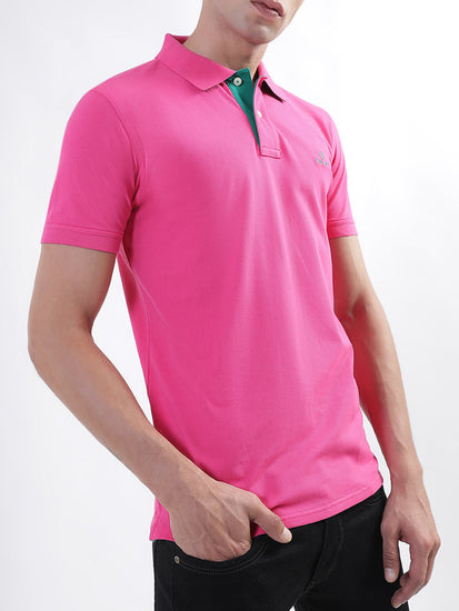 Gant Pink Contrast Pique Slim Fit Polo T-Shirt