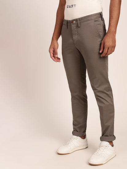 Gant Men Grey Tailored Slim Fit Trousers