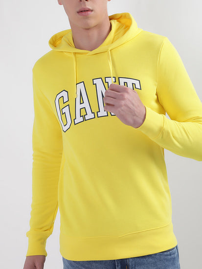 Gant Men Yellow Solid Hooded Sweatshirt