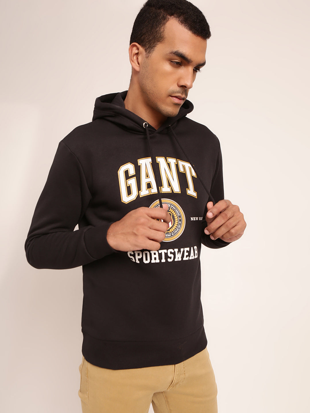 Gant Men Black Solid Hooded Sweatshirt