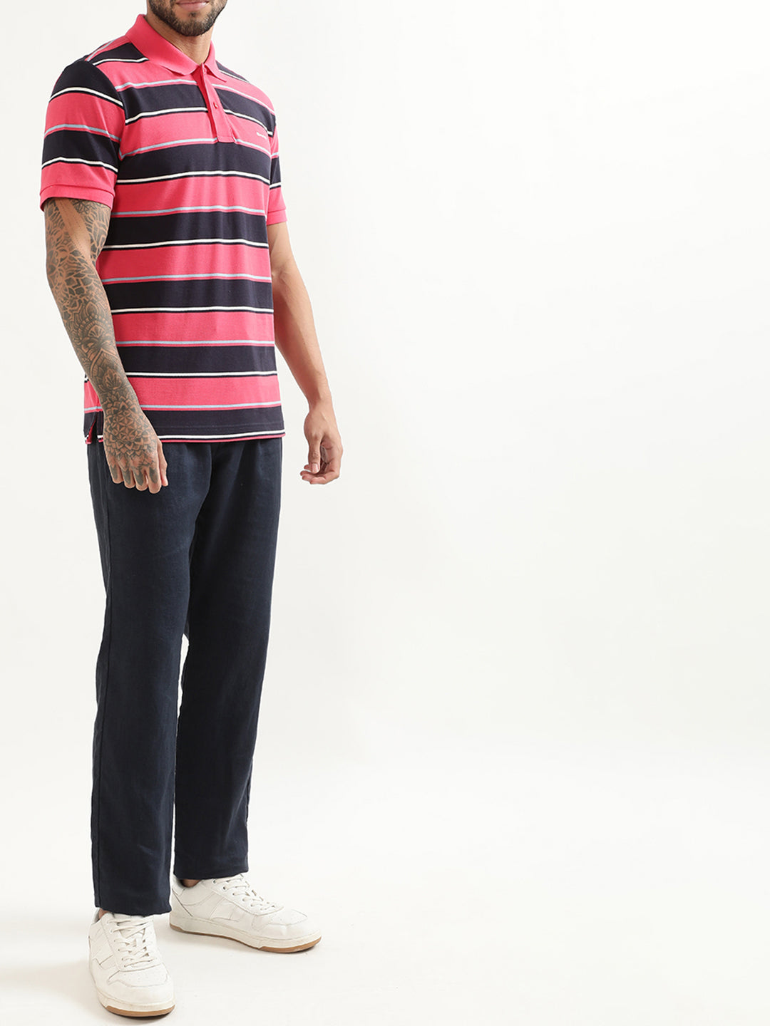 Gant Pink Striped Regular Fit Polo T-Shirt