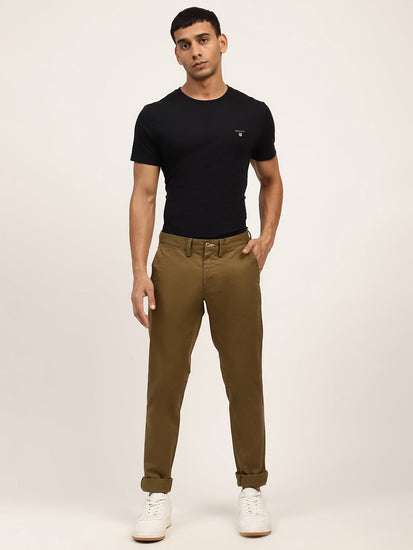 Gant Men Green Slim Fit Chinos Trousers