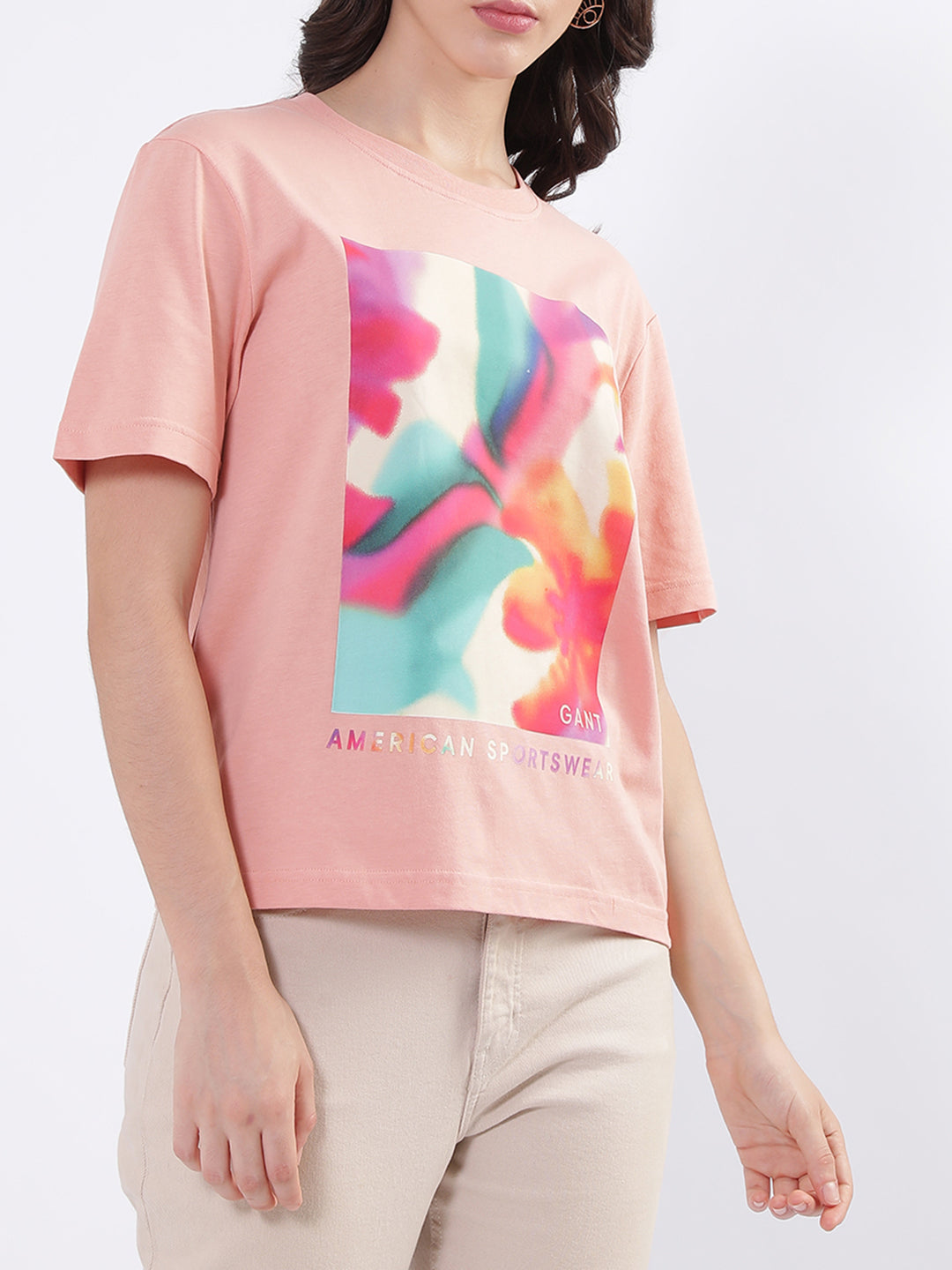 Gant Pink Fashion Printed Relaxed Fit T-Shirt