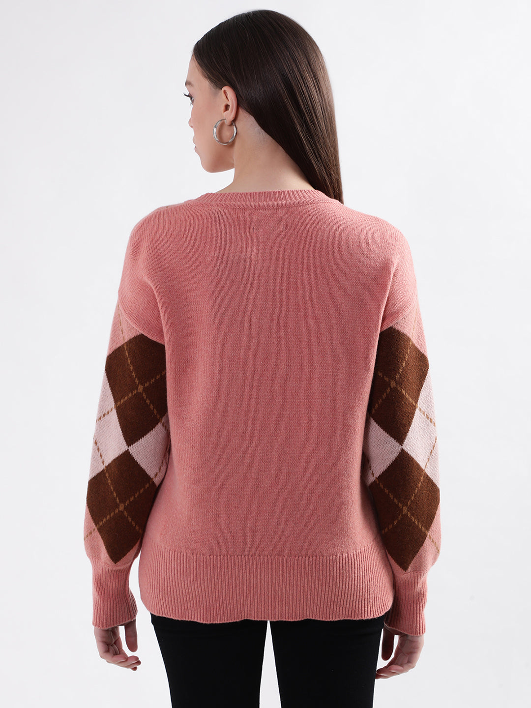 Gant Women Pink Printed Round Neck Sweater