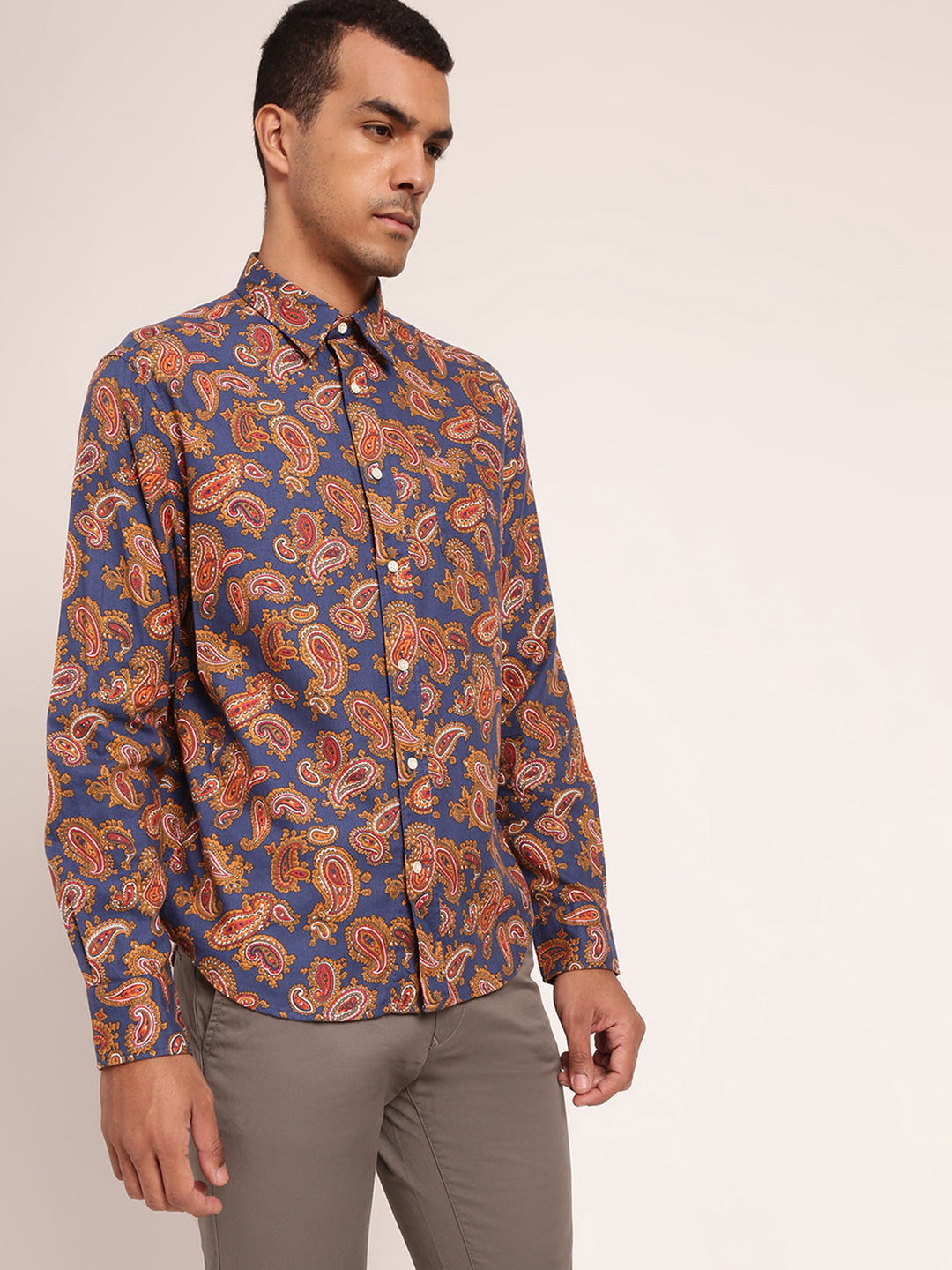 Gant Blue Printed Regular Fit Shirt