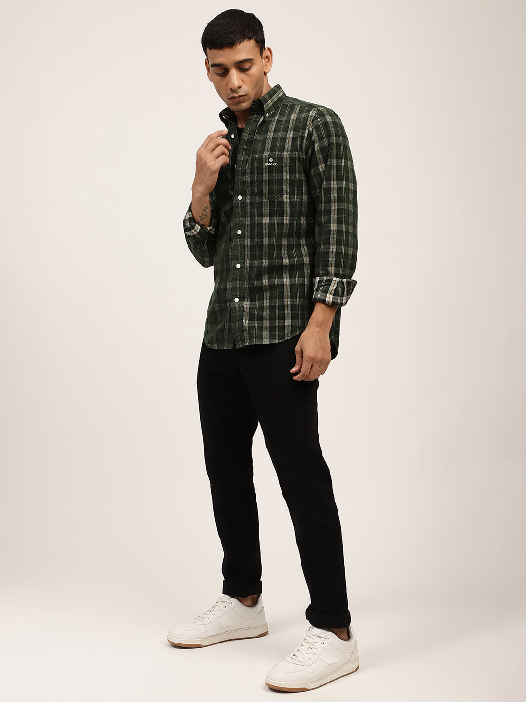 Gant Green Checked Regular Fit Shirt