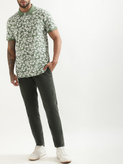 Gant Green Floral Print Regular Fit Pique Polo T-Shirt