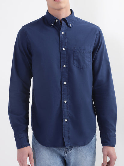 Gant Blue Untucked Oxford Sunfaded Regular Fit Shirt