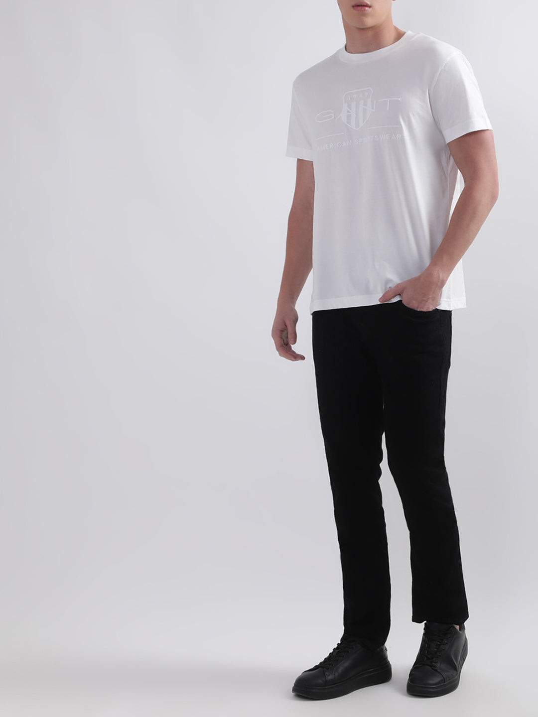 Gant White Tonal Archive Shield Logo Regular Fit T-Shirt