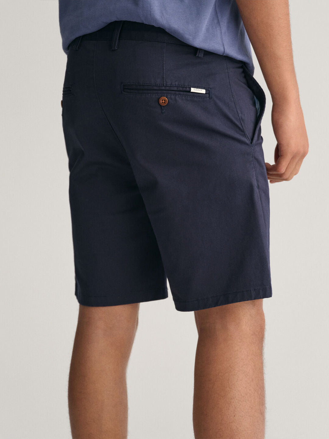 Gant Boys Navy Blue Solid Mid-rise Regular Fit Chino Shorts