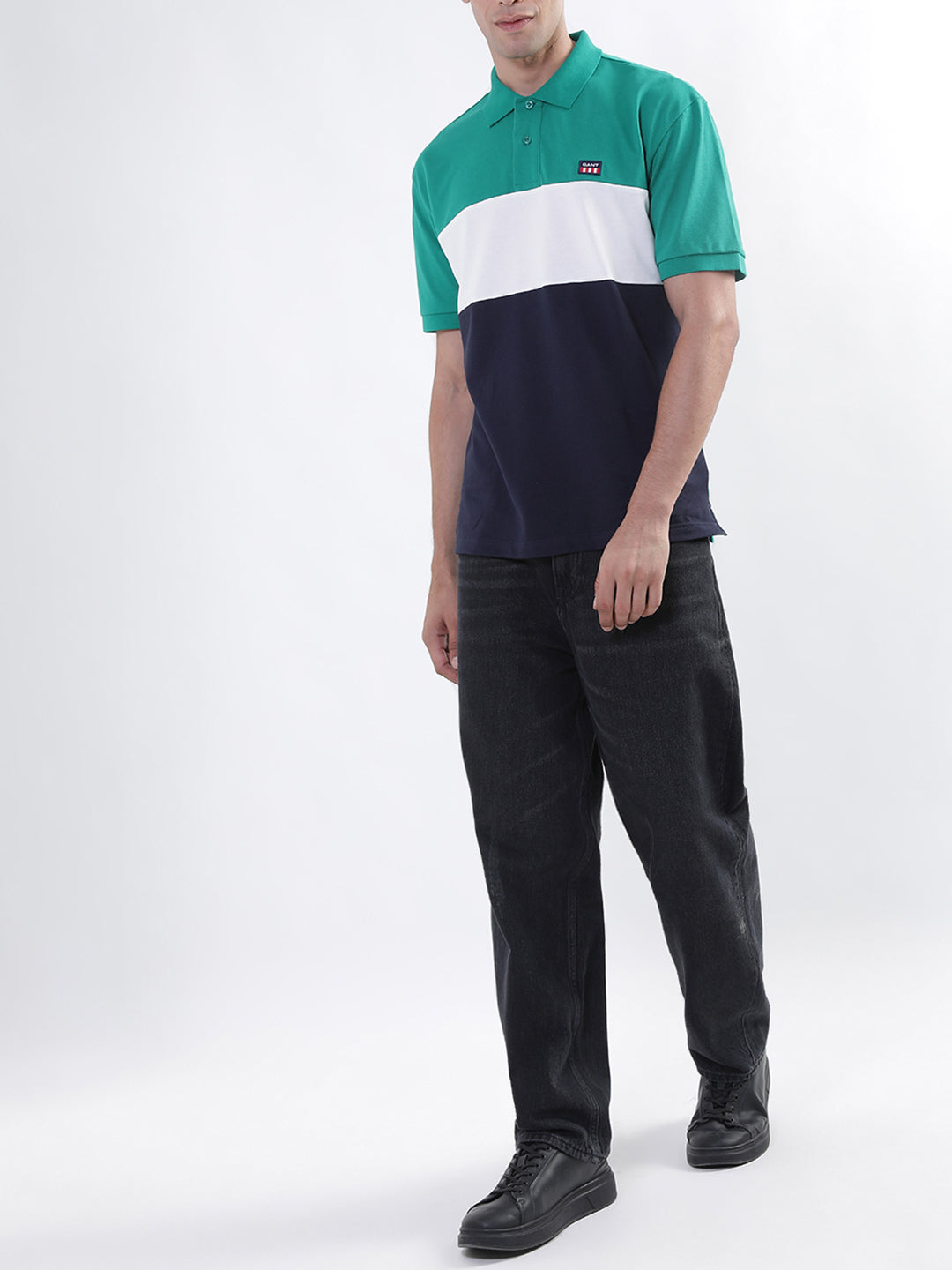 Gant Multi Block Pique Relaxed Fit Polo T-Shirt