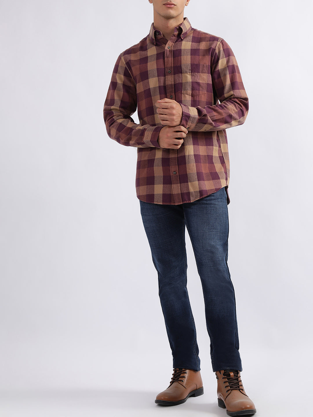 Gant Wine Checked Regular Fit Shirt