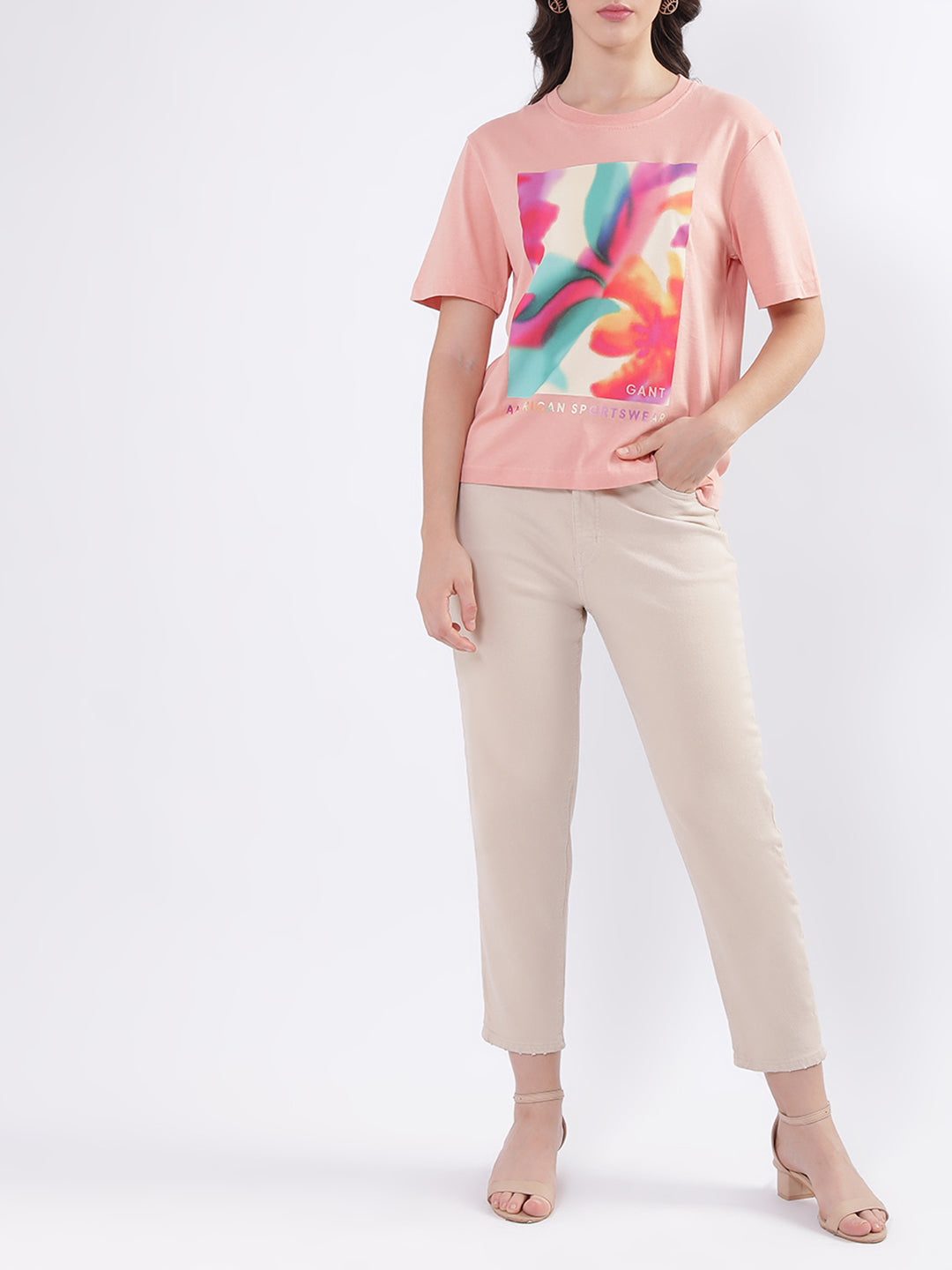 Gant Pink Fashion Printed Relaxed Fit T-Shirt