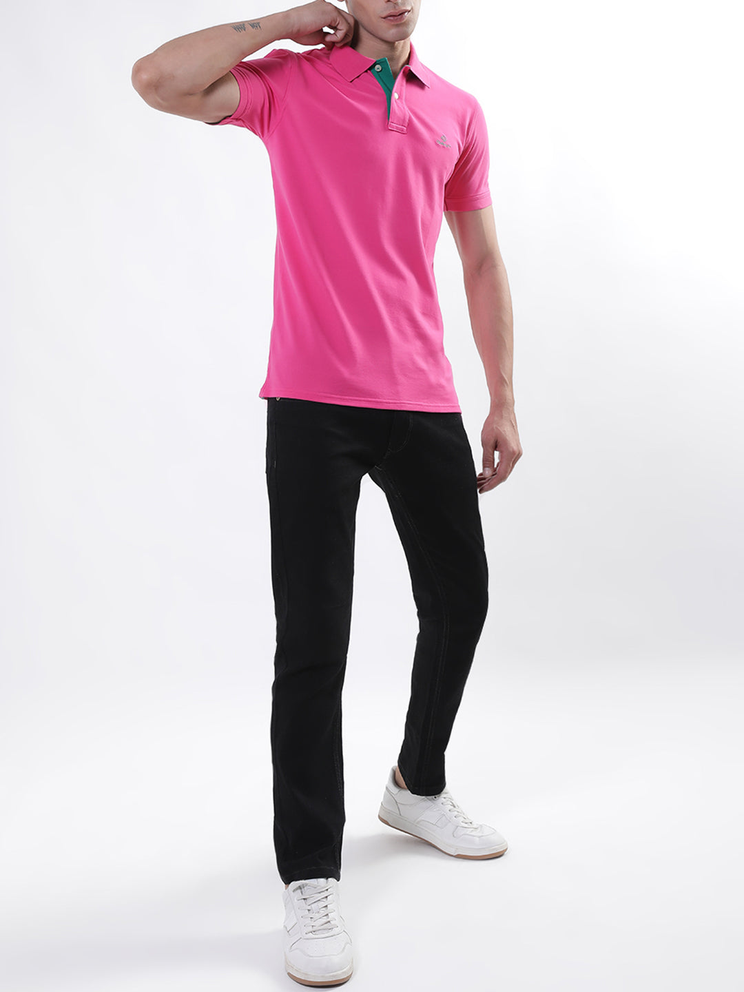 Gant Pink Contrast Pique Slim Fit Polo T-Shirt