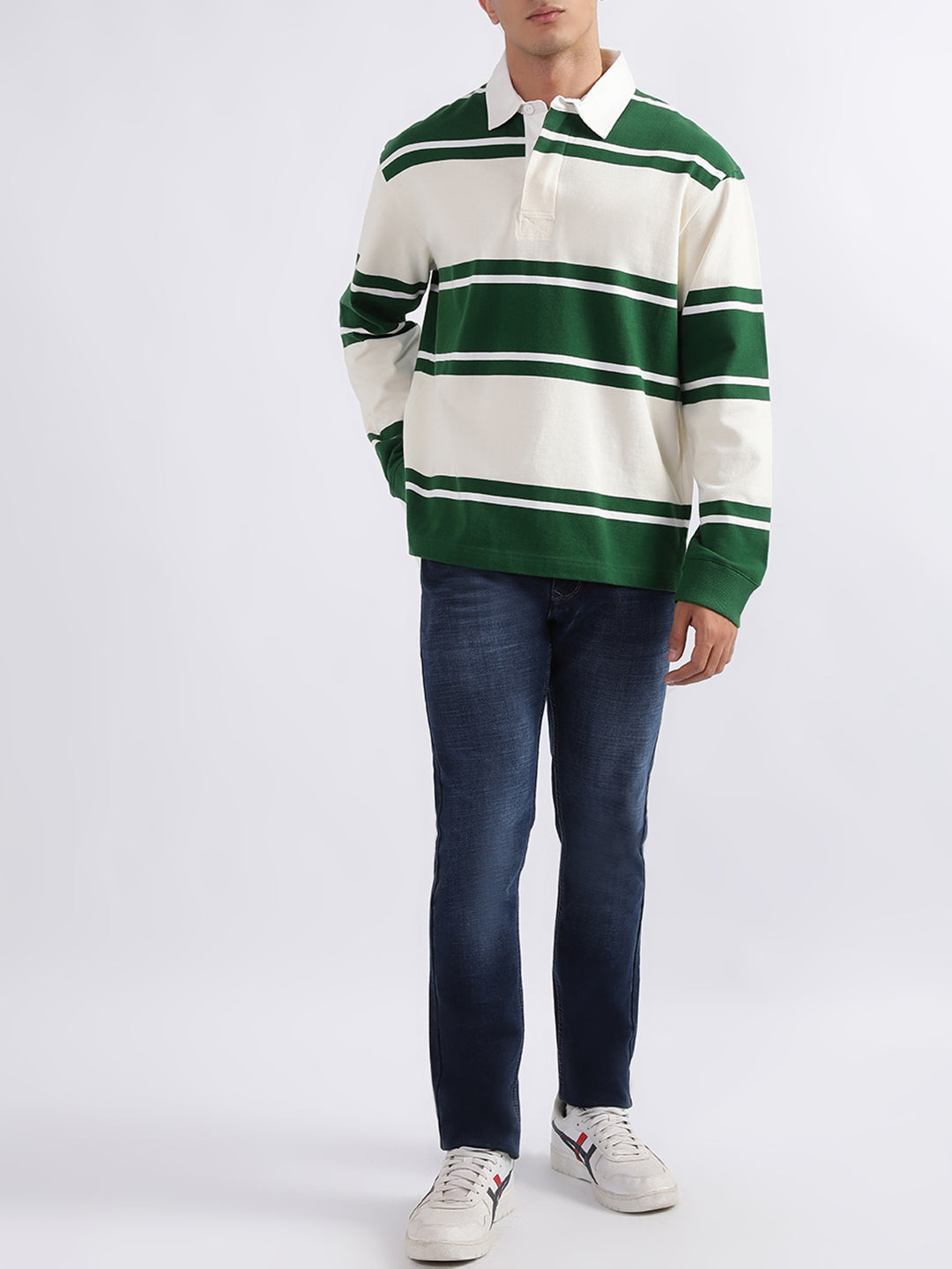 Gant Green Striped Relaxed Fit Polo T-Shirt