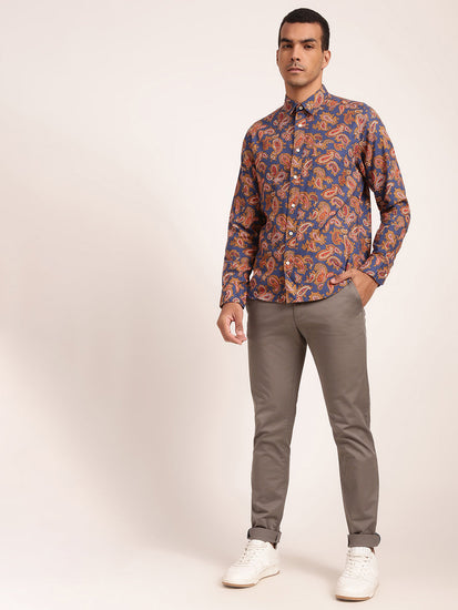 Gant Blue Printed Regular Fit Shirt