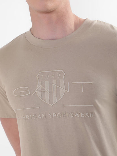 Gant Beige Tonal Archive Shield Logo Regular Fit T-Shirt