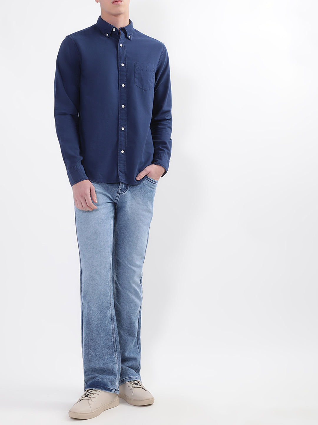 Gant Blue Untucked Oxford Sunfaded Regular Fit Shirt