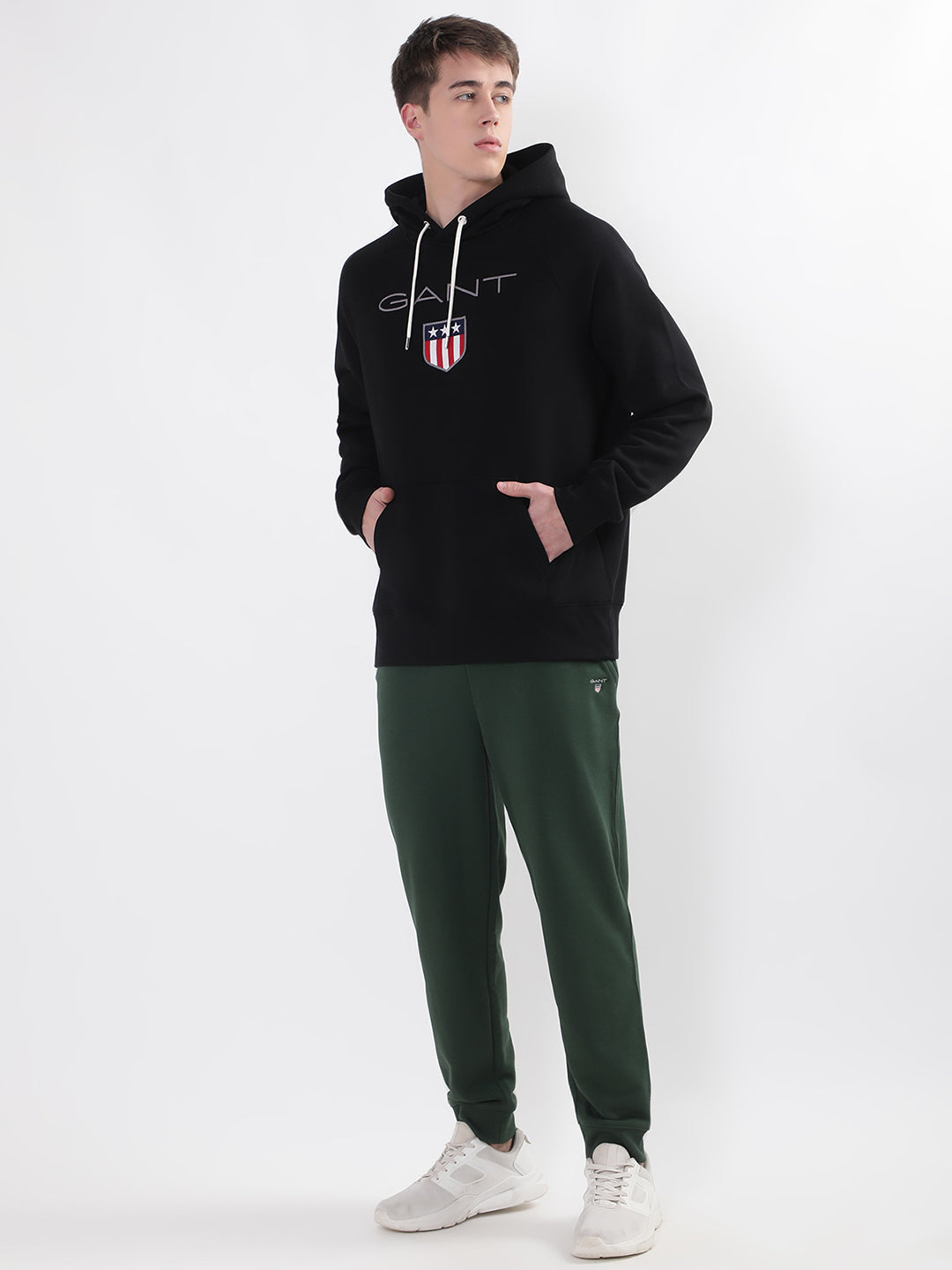 Gant Men Black Solid Hooded Sweatshirt