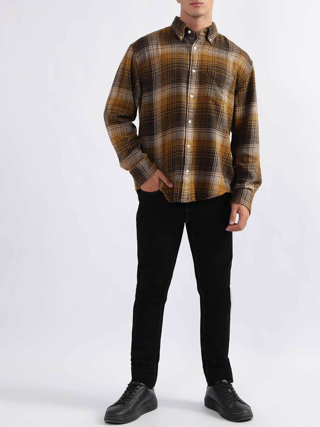 Gant Brown Checked Relaxed Fit Shirt