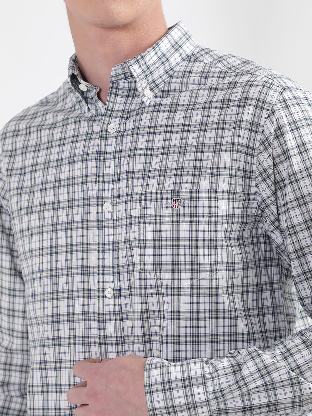 Gant Green Poplin Micro Checked Regular Fit Shirt