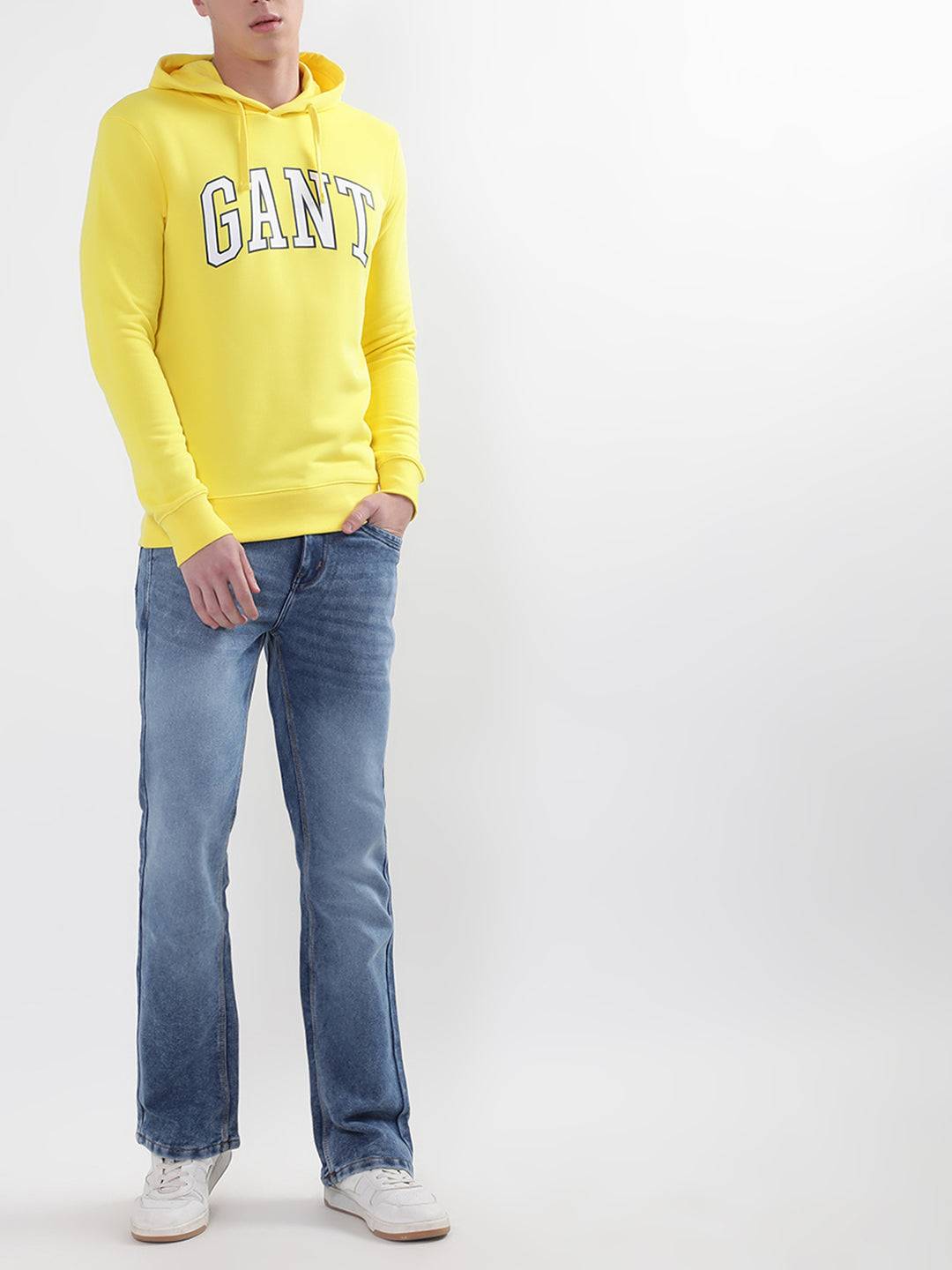 Gant Men Yellow Solid Hooded Sweatshirt