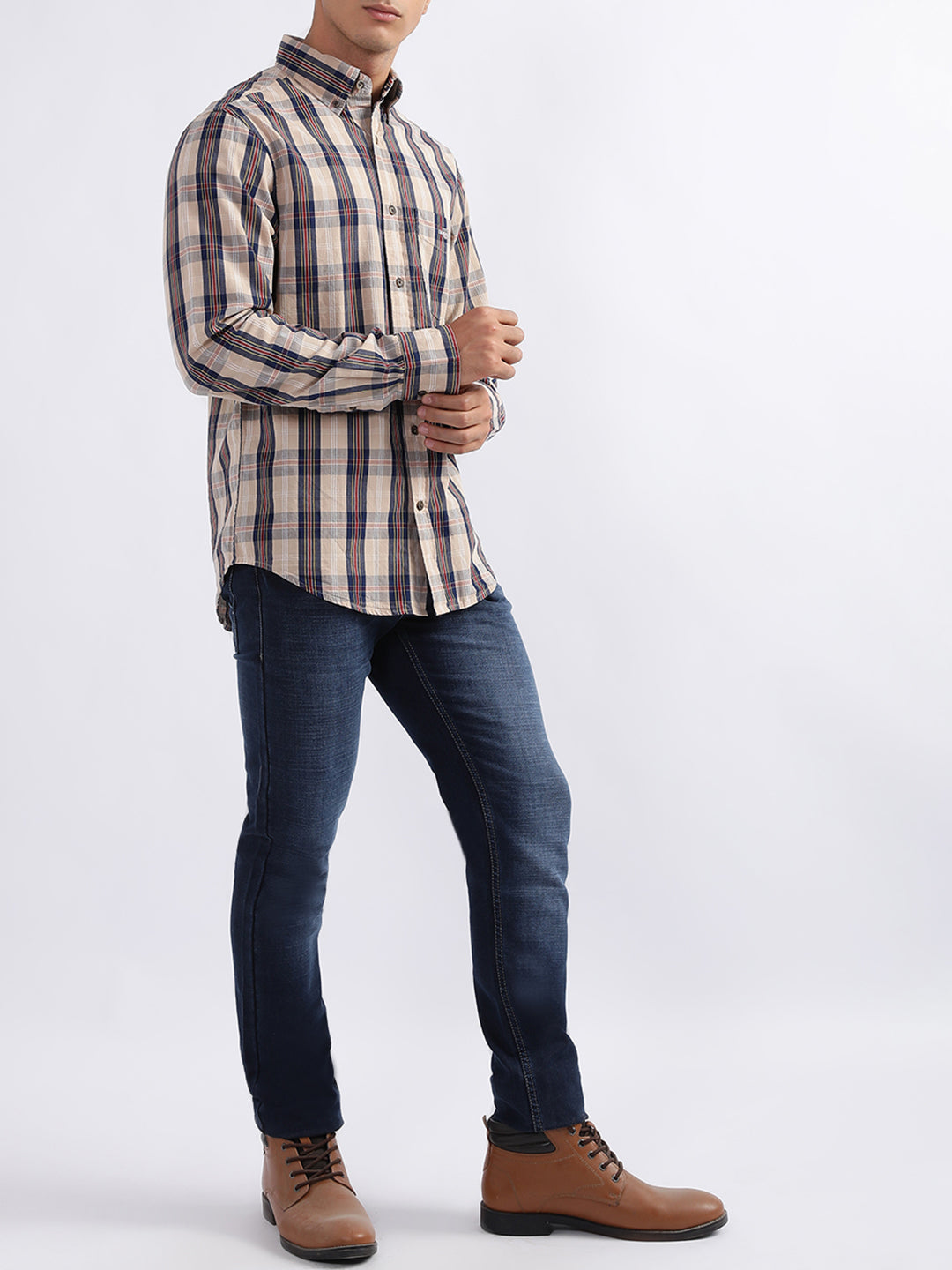 Gant Dark Khaki Checked Regular Fit Shirt