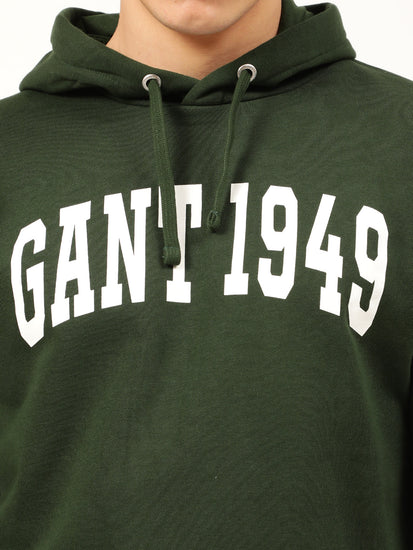 Gant Men Green Solid Hooded Sweatshirt